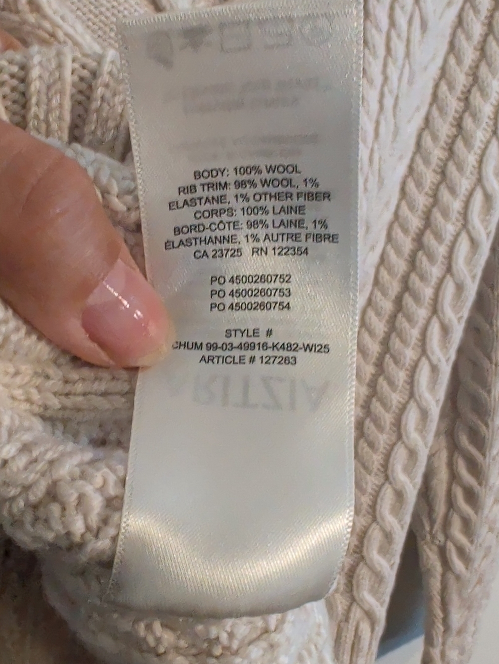 ARITZIA hi-hip turtleneck in heather light bone - size xs - Picture 12 of 12
